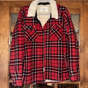 Soho Threads Shaket Plaid Red‎ Womens Size Large Pockets Bonfire Outdoors